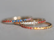 Rainbow Sapphire Full Eternity Ring | Sapphire Wedding Band | Pave Sapphire Band -