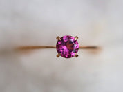 Rhodolite Garnet Ring | Solitaire Pink Garnet Engagement Ring | January Birthstone -