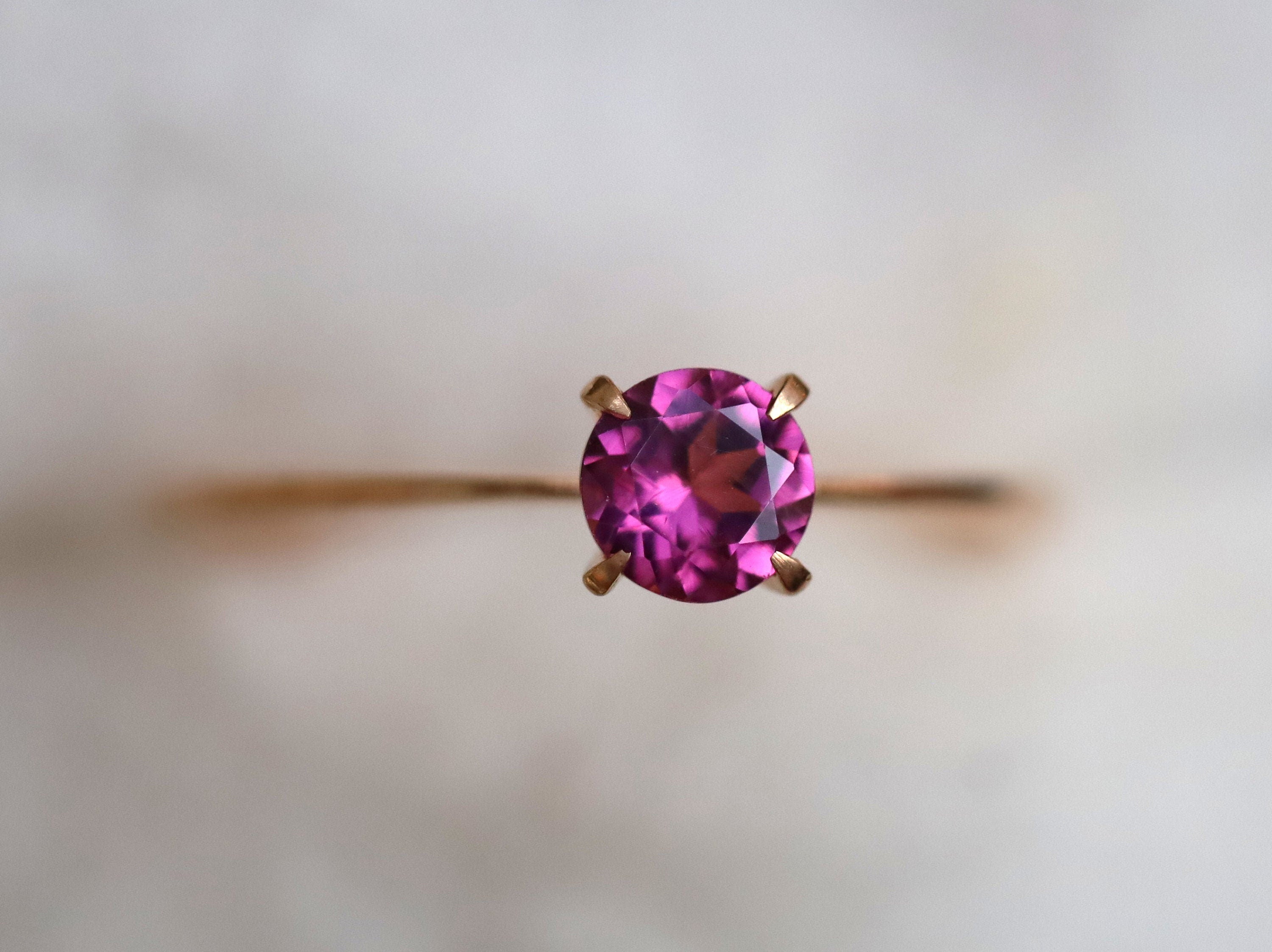 Rhodolite Garnet Ring | Solitaire Pink Garnet Engagement Ring | January Birthstone -