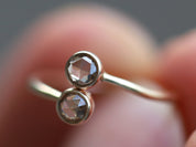 Dual Rose Cut Diamond Ring | Adjustable Stacking Ring | Brown Diamond Jewelry -