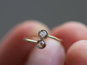 Dual Rose Cut Diamond Ring | Adjustable Stacking Ring | Brown Diamond Jewelry -