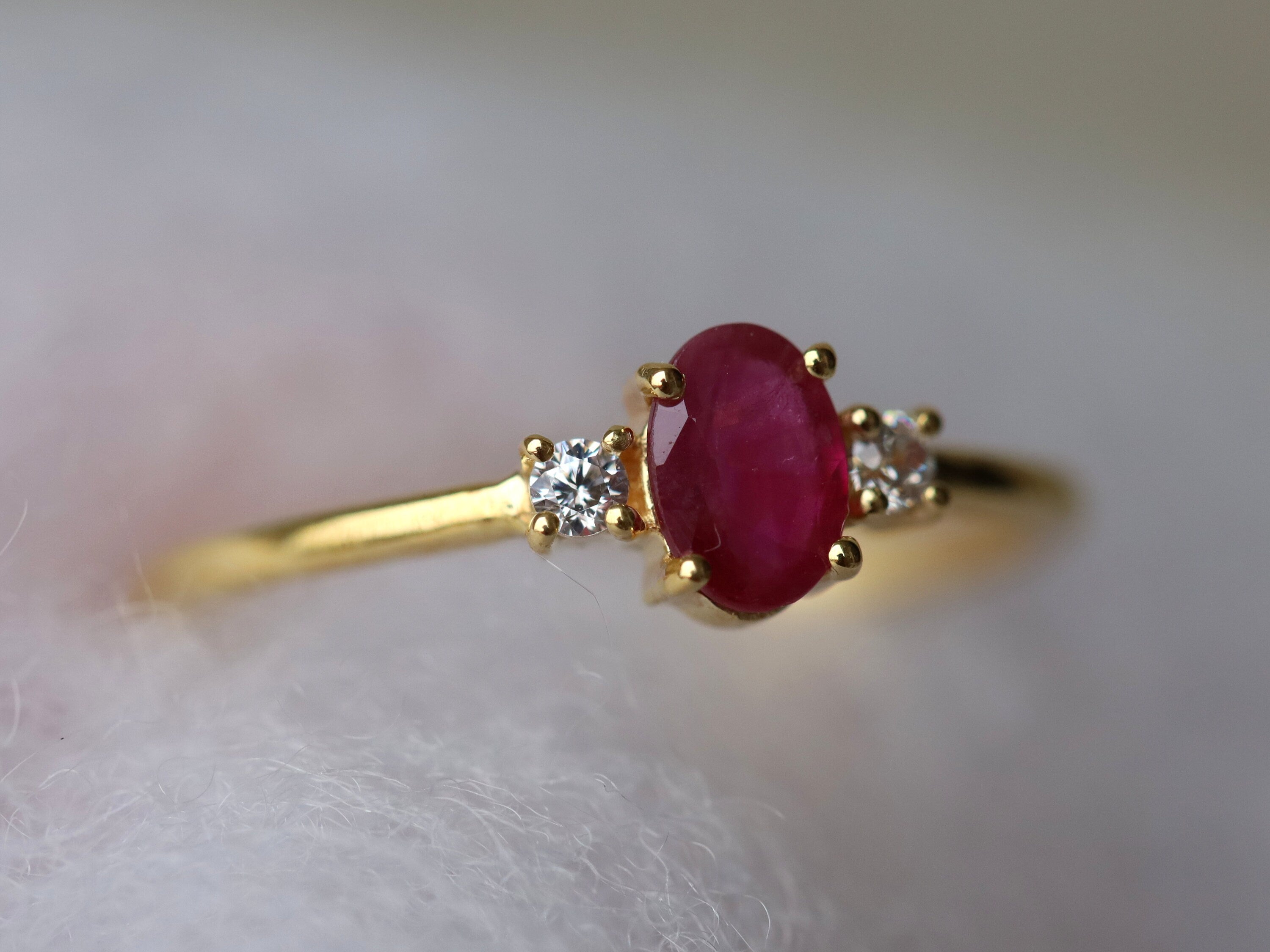 Ruby Engagement Ring | July Birthstone Ring | Ruby and Diamond Stacking Ring -