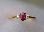 Ruby Engagement Ring | July Birthstone Ring | Ruby and Diamond Stacking Ring -