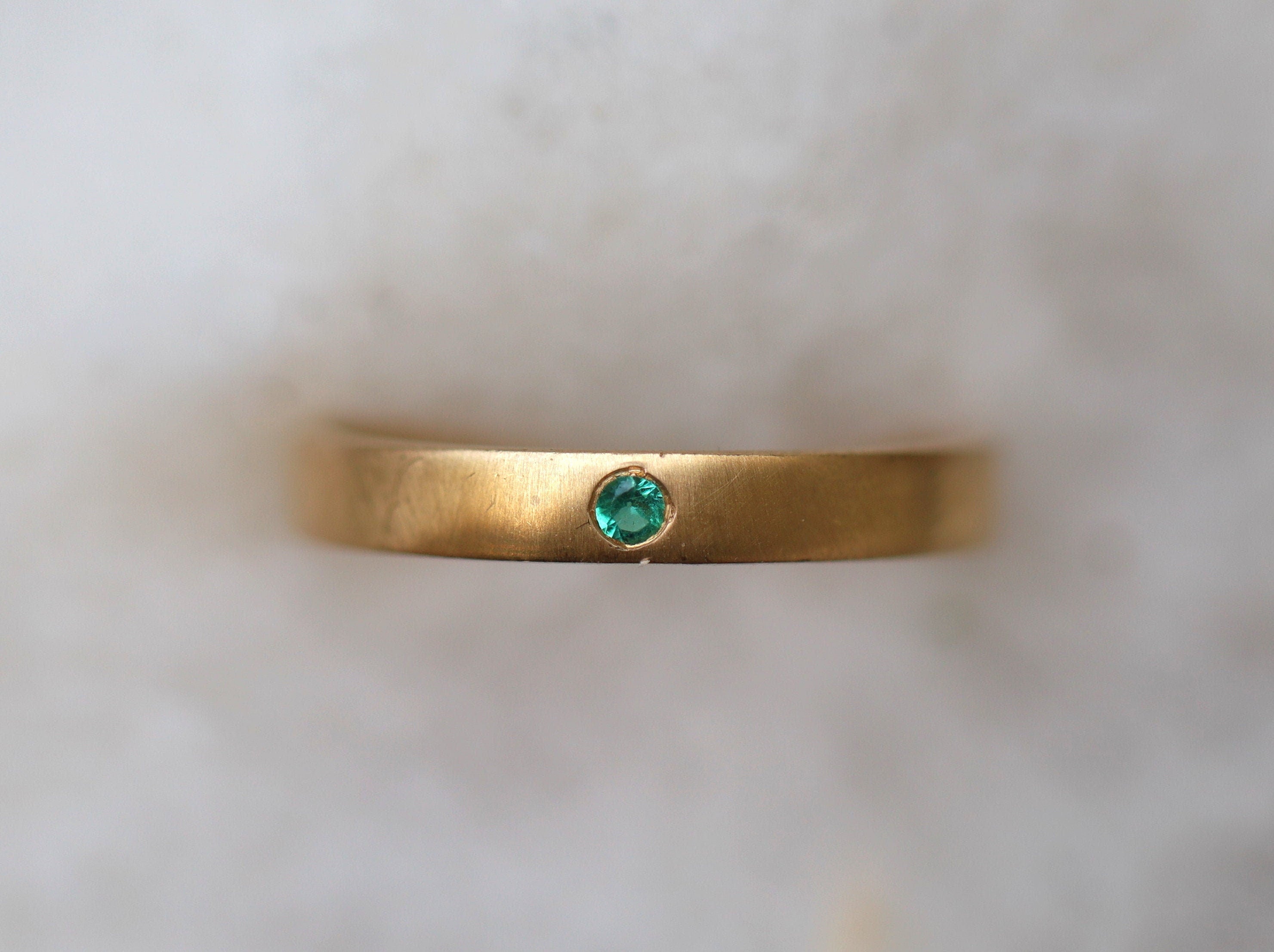 Emerald Wedding Band | 3mm Simple Emerald Ring | Dainty Emerald Stacking Ring for Women -