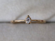 Diamond Triangle Shield Stacking Ring | Gold Diamond Ring | Geometric Diamond Band -