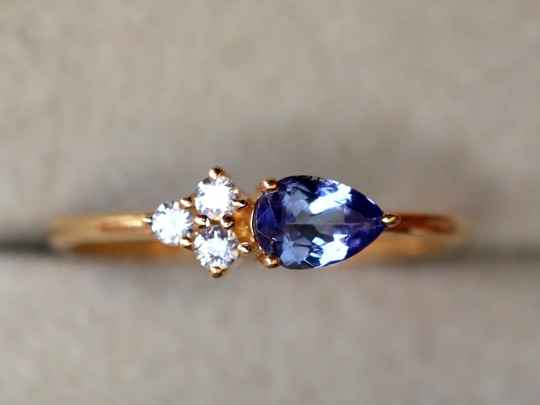 Tanzanite Engagement Ring | Tanzanite & Diamond Cluster Ring -