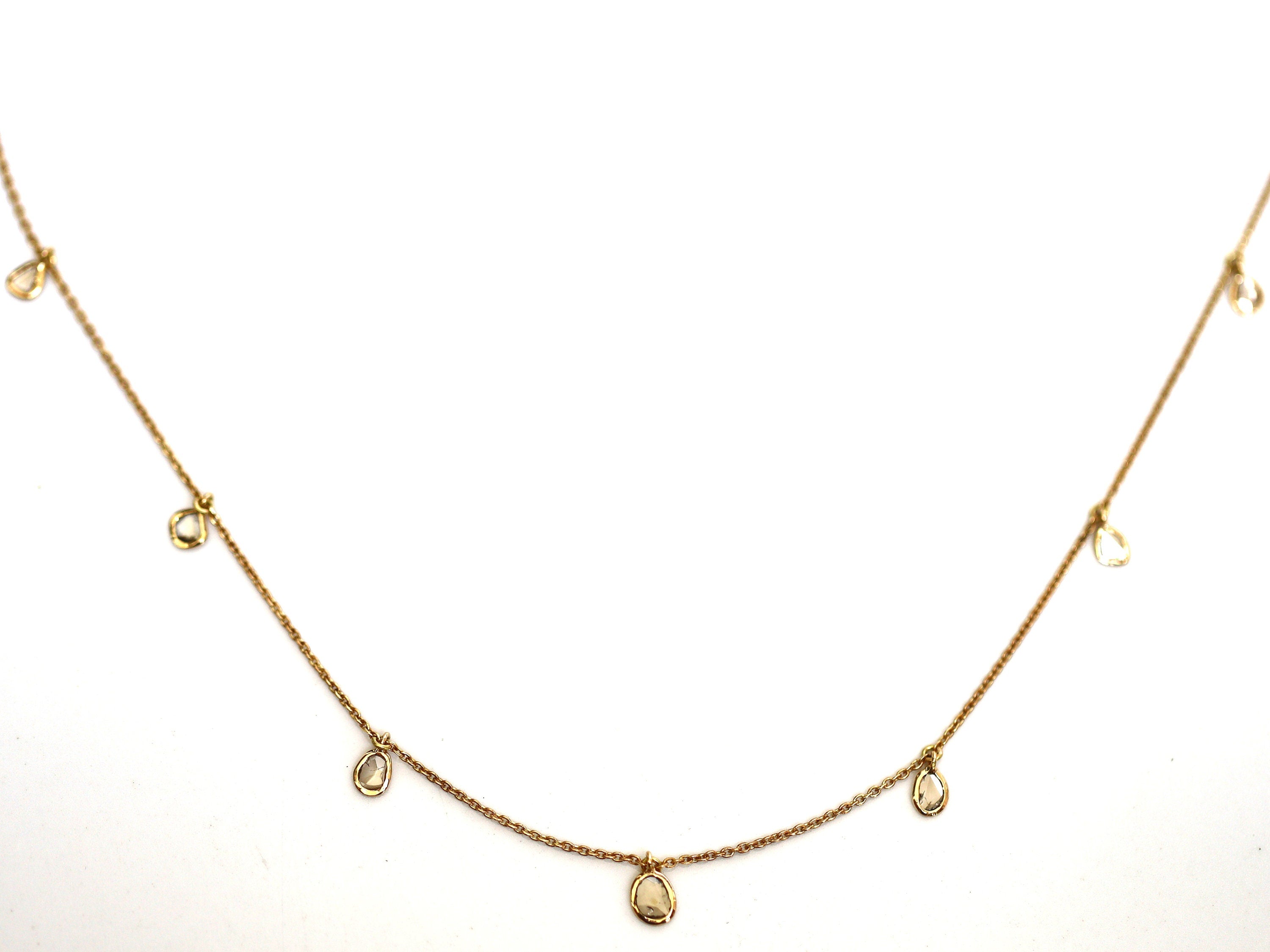 Polki Diamond Necklace | Adjustable Gold Slice Diamond Necklace | Elegant Gold Necklace for Her -