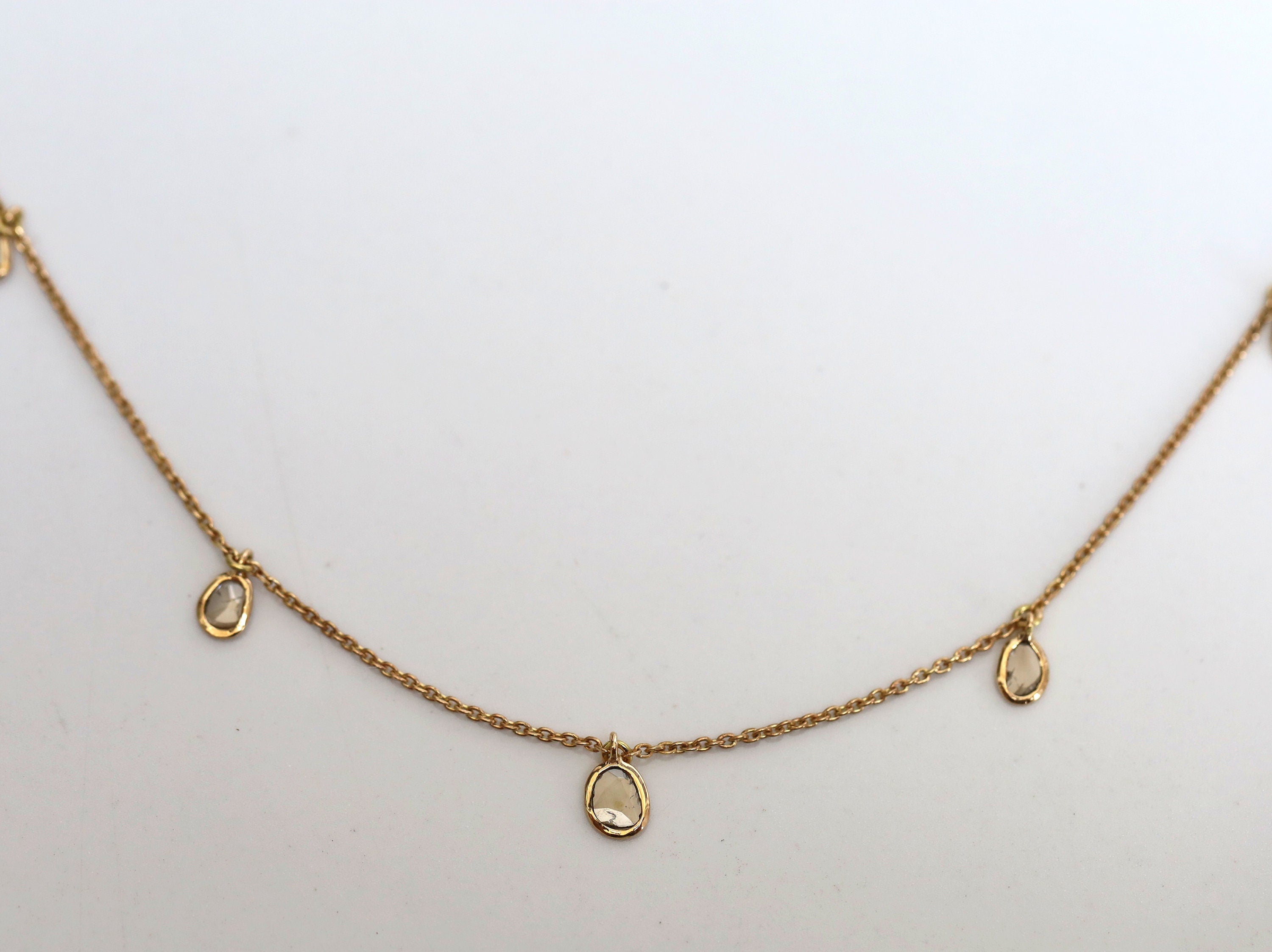 Polki Diamond Necklace | Adjustable Gold Slice Diamond Necklace | Elegant Gold Necklace for Her -