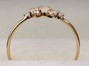 Opal Cluster Engagement Ring | Fire Opal & Moonstone Ring | Diamond Opal Cluster Ring -