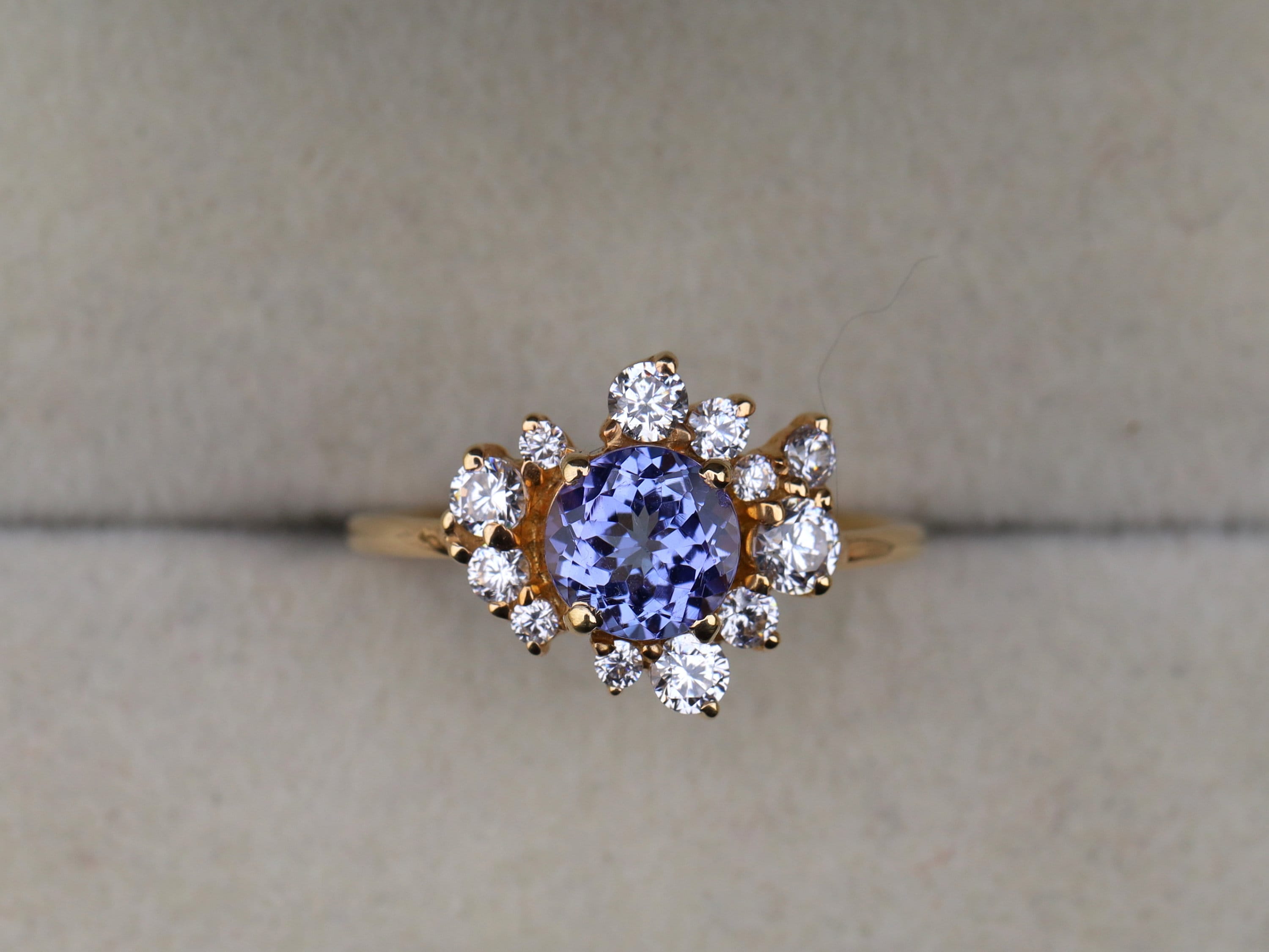 Cluster Engagement Ring | Tanzanite & Diamond Multi-Stone Cluster -