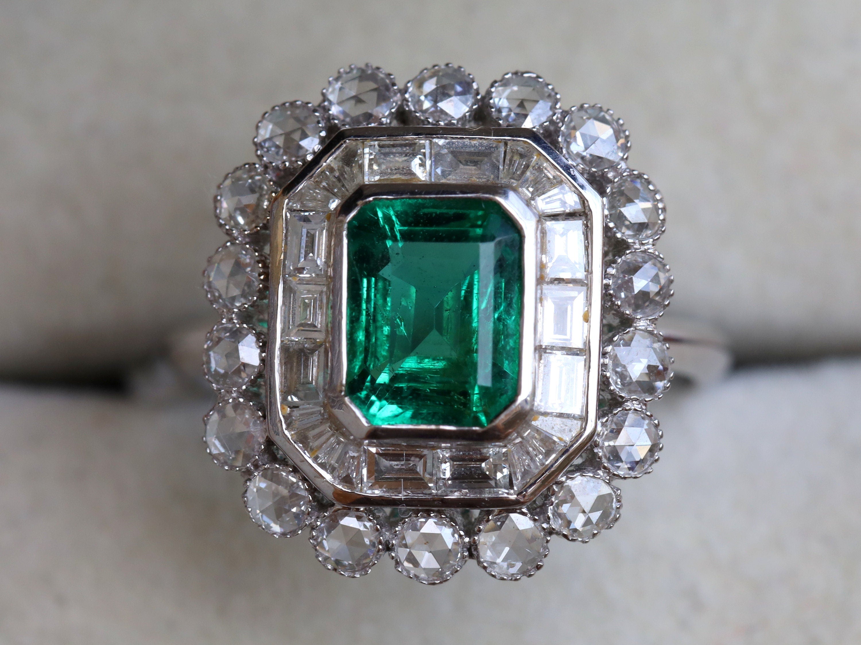 Emerald Diamond Engagement Ring | Green Emerald Baguette with 1.6-Carat Design -