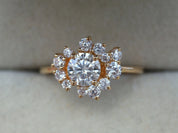 Moissanite Engagement Ring | Diamond Cluster Stacking Ring | Alternate Diamond Ring -