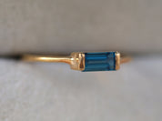 London Blue Topaz Baguette Ring | Topaz Stacking Ring -