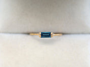 London Blue Topaz Baguette Ring | Topaz Stacking Ring -