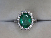 4.5CT Emerald Engagement Ring | Antique Art Deco Emerald Cut and Diamond Ring -