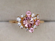 Cluster Engagement Ring | Tourmaline Cluster Ring | Multi-Stone Diamond Engagement Ring -