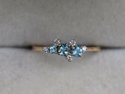 Aquamarine Engagement Ring | Diamond Cluster Ring | March Birthstone Jewelry -