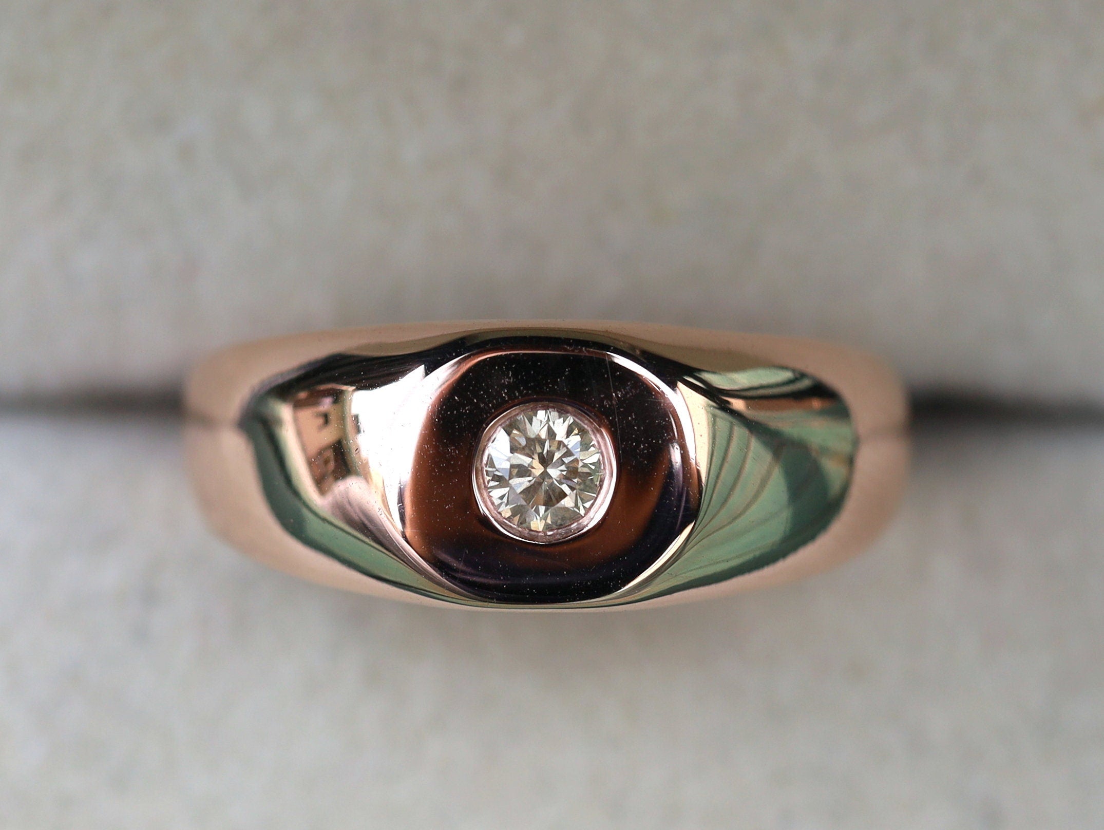 Diamond Signet Ring | Gold Wedding Band | Men's Wedding Ring | Father's Day Gift -