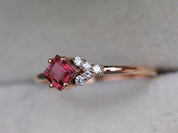 Pink Tourmaline Cluster Engagement Ring | Tourmaline & Diamond -