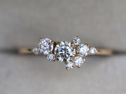 Moissanite Engagement Cluster Ring | Diamond Stacking Ring | Alternate Diamond Ring | Moissanite Ring -