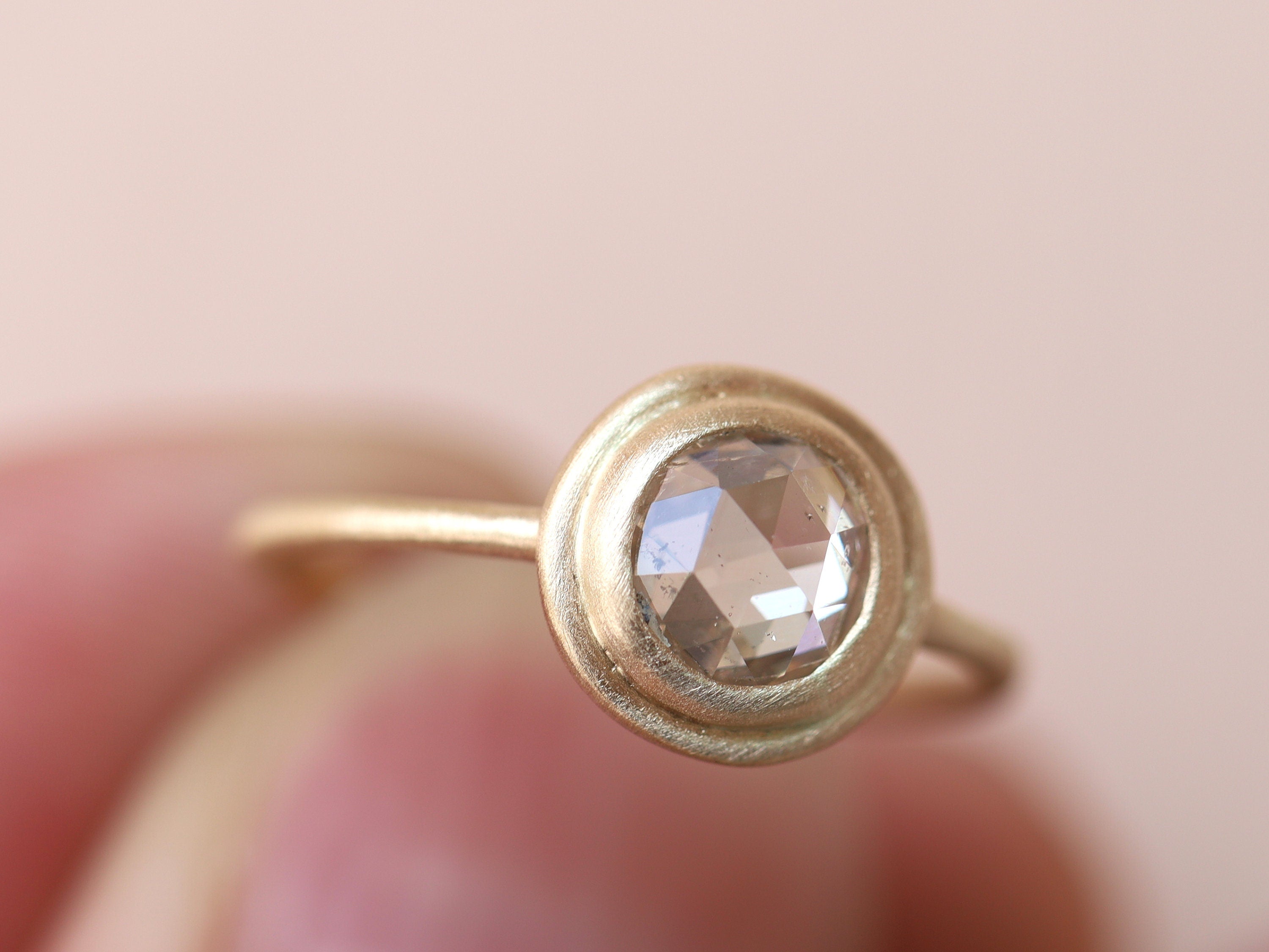 1 Carat Rose Cut Diamond Engagement Ring | Brown Diamond Promise Ring | Anniversary Gift -