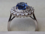 Blue Sapphire Antique Engagement Ring | 3.5ct Sapphire & Diamond Ring | Anniversary Gift -