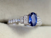 Art Deco Sapphire Engagement Ring | Blue Sapphire Antique Engagement Ring | Sapphire Verlobungsring -