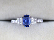 Art Deco Sapphire Engagement Ring | Blue Sapphire Antique Engagement Ring | Sapphire Verlobungsring -