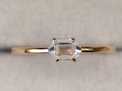 Herkimer Diamond Ring | Raw Diamond Stacking Ring | Gold Engagement Ring -