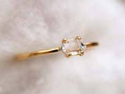 Herkimer Diamond Ring | Raw Diamond Stacking Ring | Gold Engagement Ring -