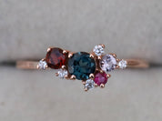 London Blue Topaz Cluster Engagement Ring | Blue Topaz and Diamond Sapphire Ring -