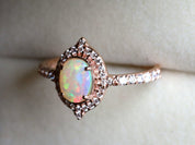 Opal Engagement Ring | Solid Gold Vintage Engagement Ring | Unique Wedding Anniversary Gift -