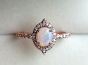 Opal Engagement Ring | Solid Gold Vintage Engagement Ring | Unique Wedding Anniversary Gift -