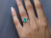 Emerald Engagement Ring | Vintage Green Oval Halo Design | 1-Carat May Birthstone Jewelry -