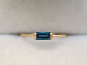 London Blue Topaz Baguette Ring | Topaz Stacking Ring -