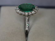 4.5CT Emerald Engagement Ring | Antique Art Deco Emerald Cut and Diamond Ring -