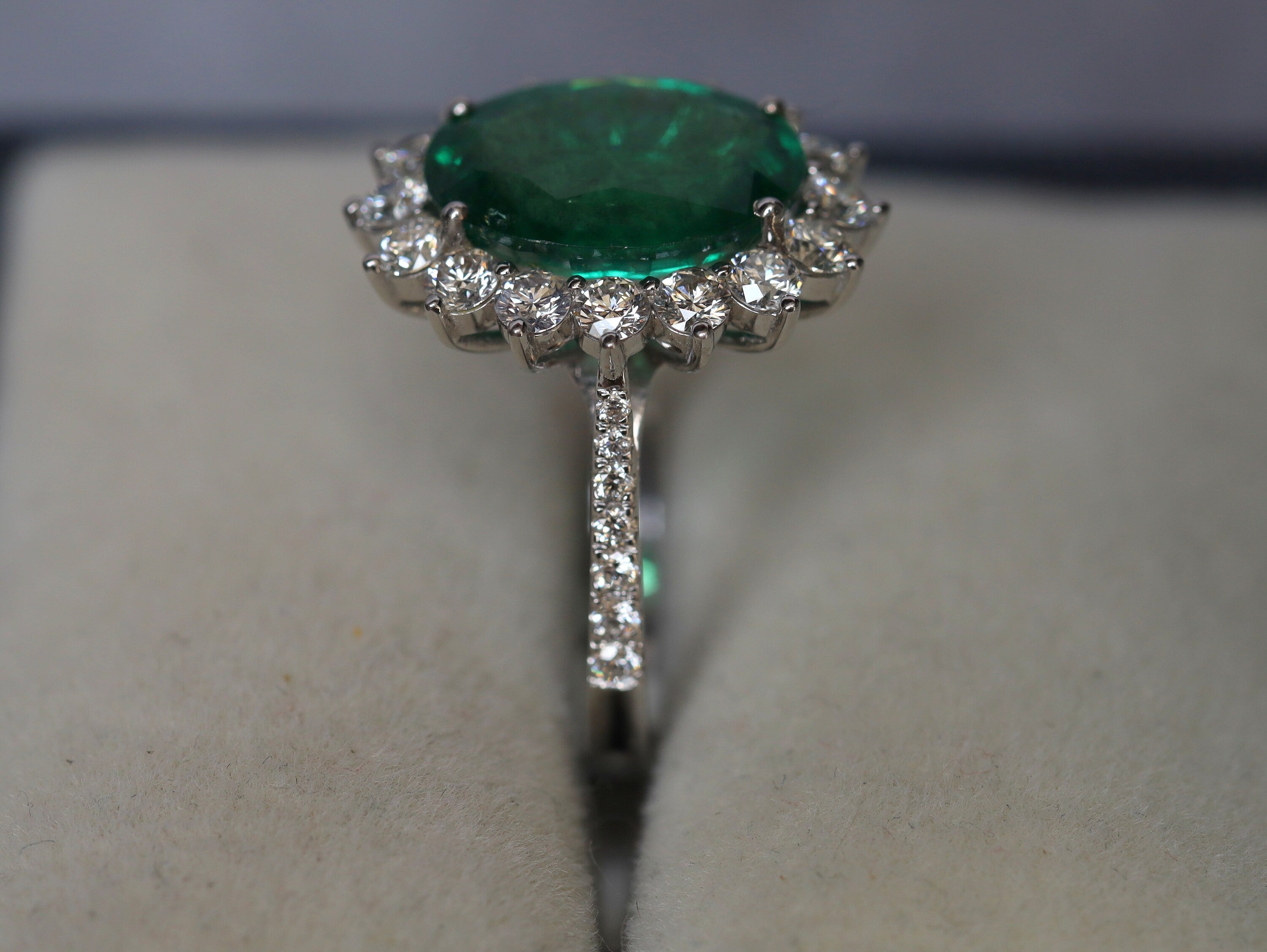 4.5CT Emerald Engagement Ring | Antique Art Deco Emerald Cut and Diamond Ring -