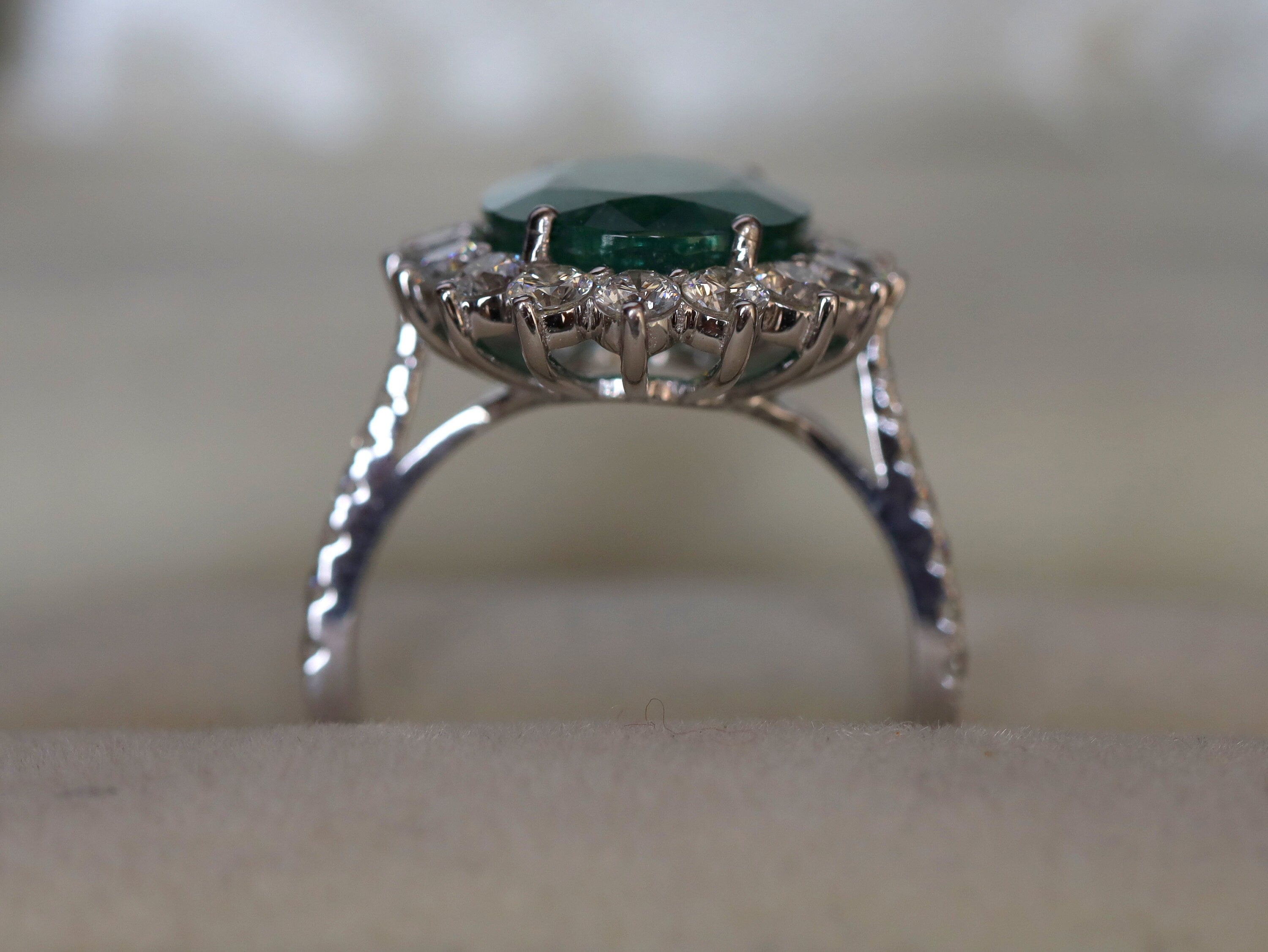 4.5CT Emerald Engagement Ring | Antique Art Deco Emerald Cut and Diamond Ring -