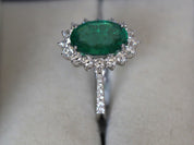4.5CT Emerald Engagement Ring | Antique Art Deco Emerald Cut and Diamond Ring -