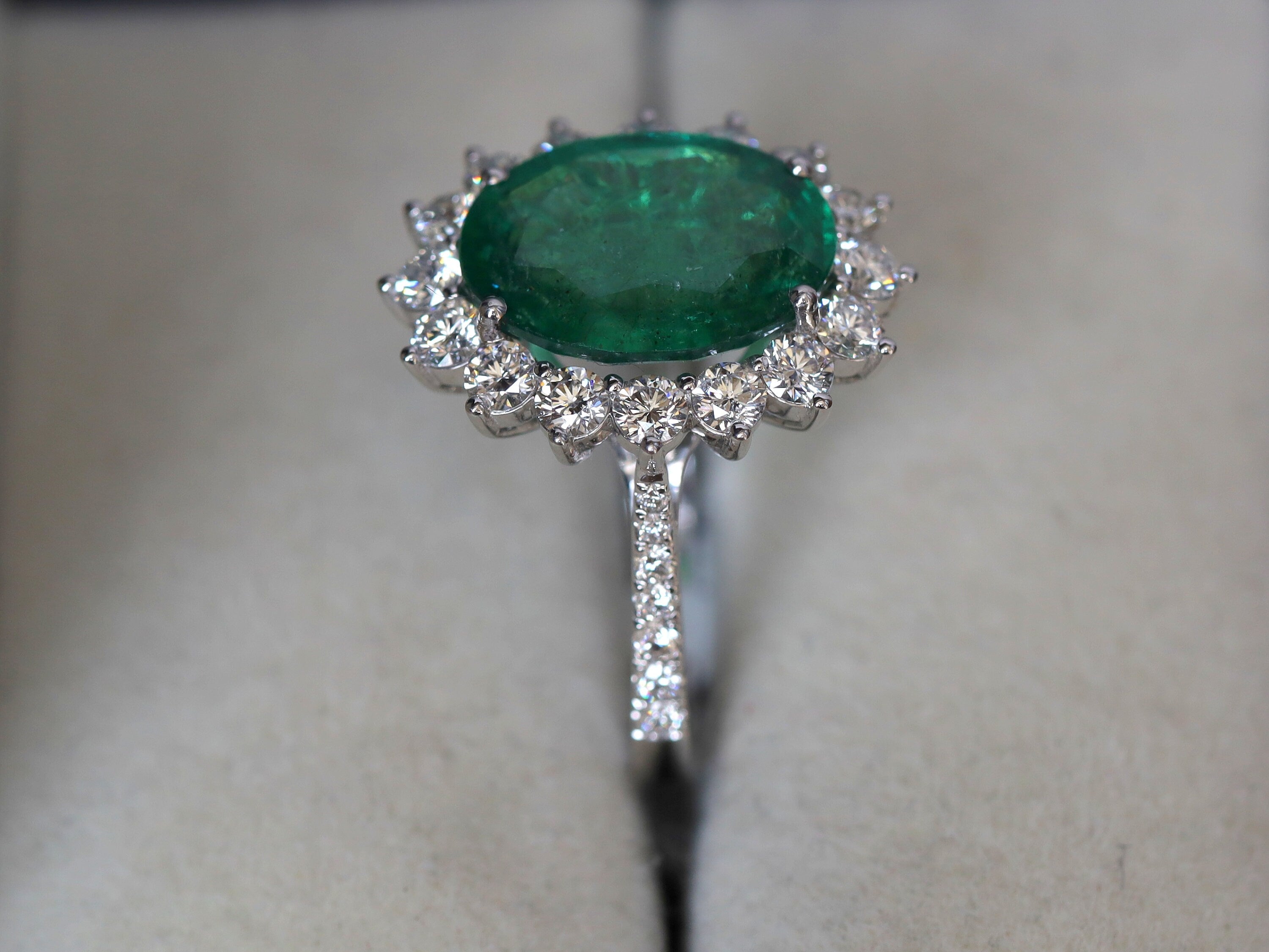 4.5CT Emerald Engagement Ring | Antique Art Deco Emerald Cut and Diamond Ring -