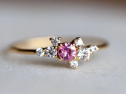 Pink Sapphire Engagement Ring | Sapphire & Diamond Cluster Ring | Birthstone Ring -