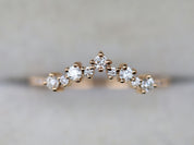 Diamond Cluster Ring | Curved Wedding Band | Stacking Diamond Ring | Elegant Diamond Wedding Band -