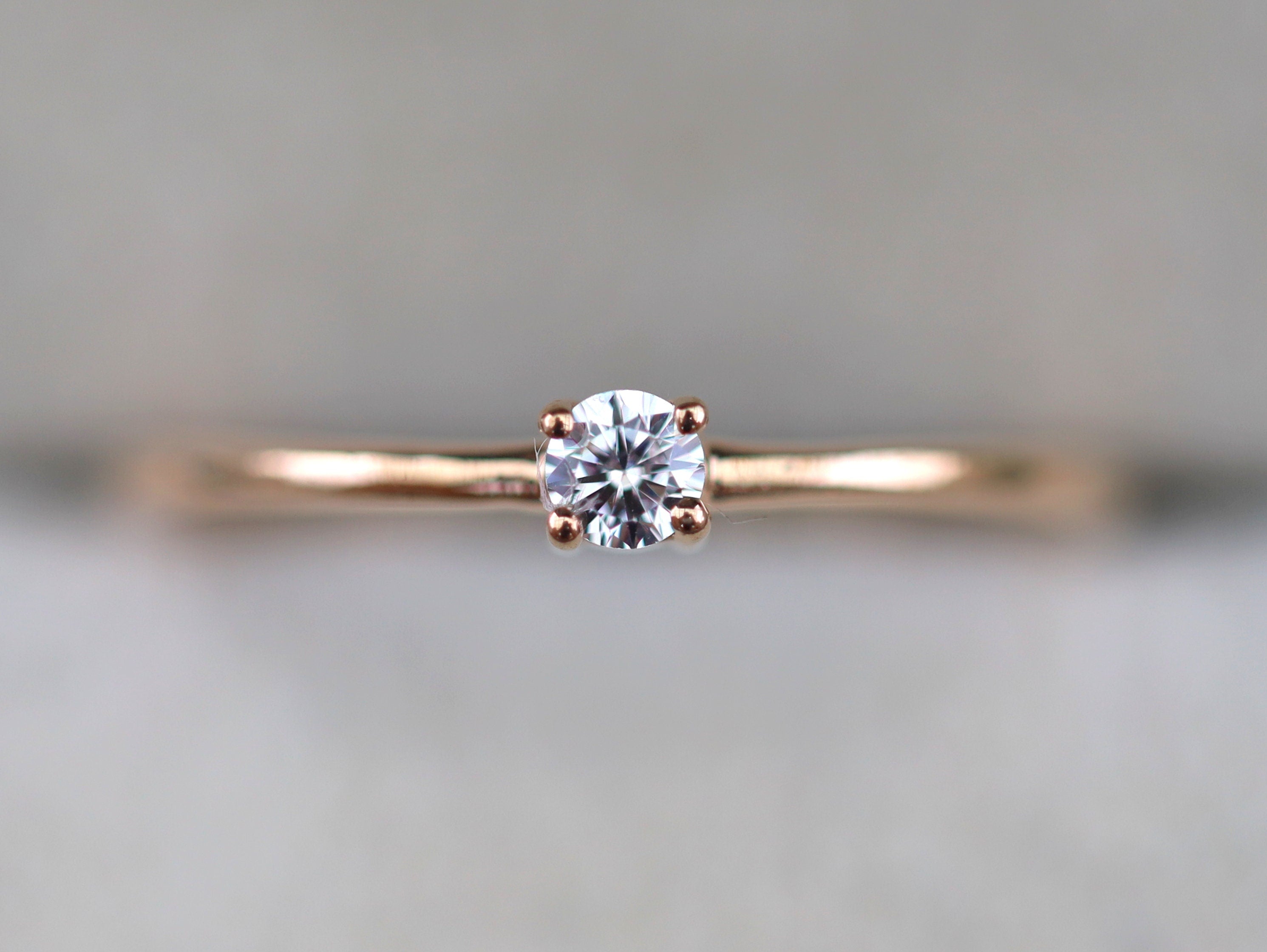 Diamond Stacking Ring | Gold Diamond Stacking Ring | Minimalist Diamond Ring -