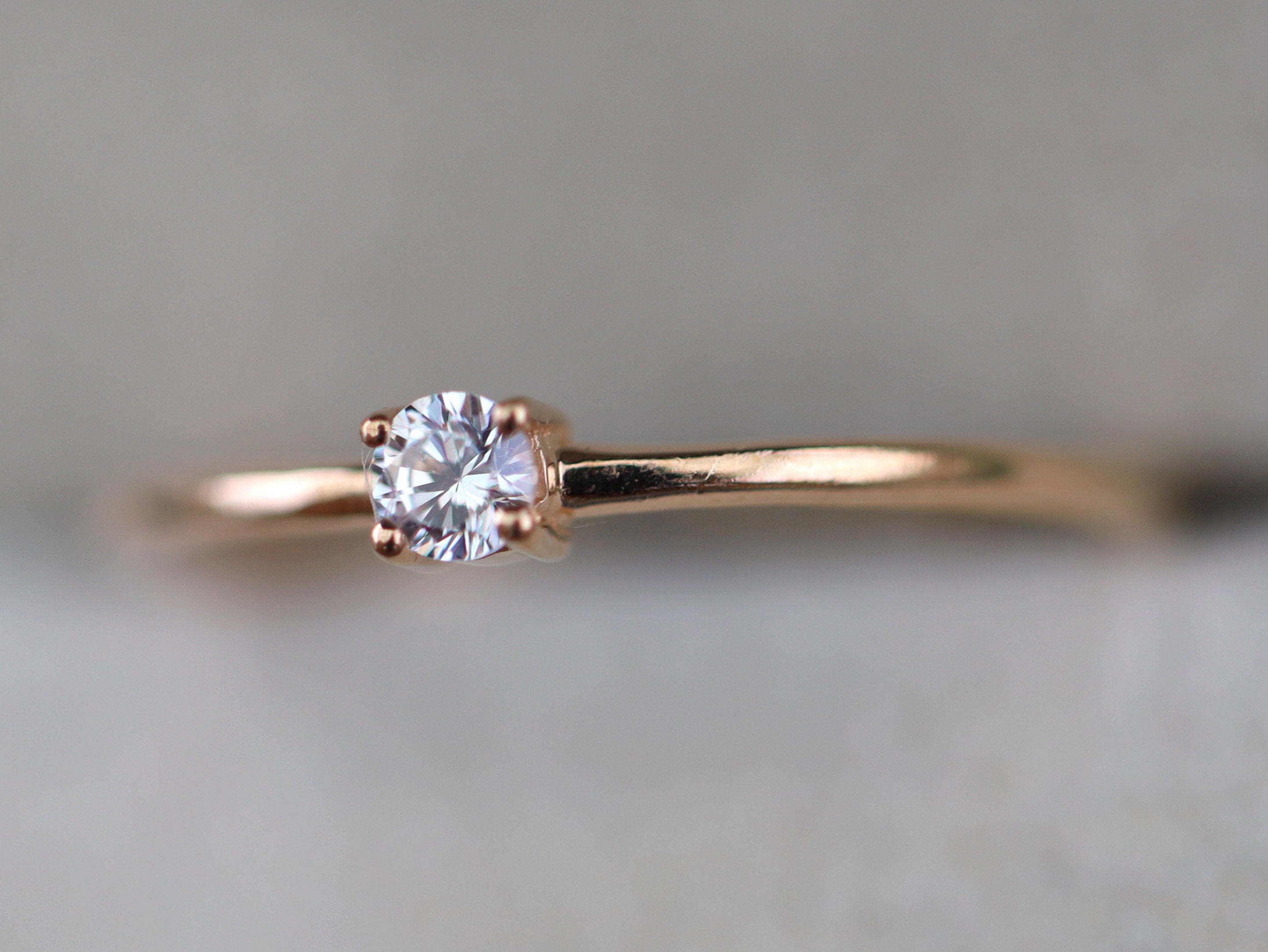 Diamond Stacking Ring | Gold Diamond Stacking Ring | Minimalist Diamond Ring -