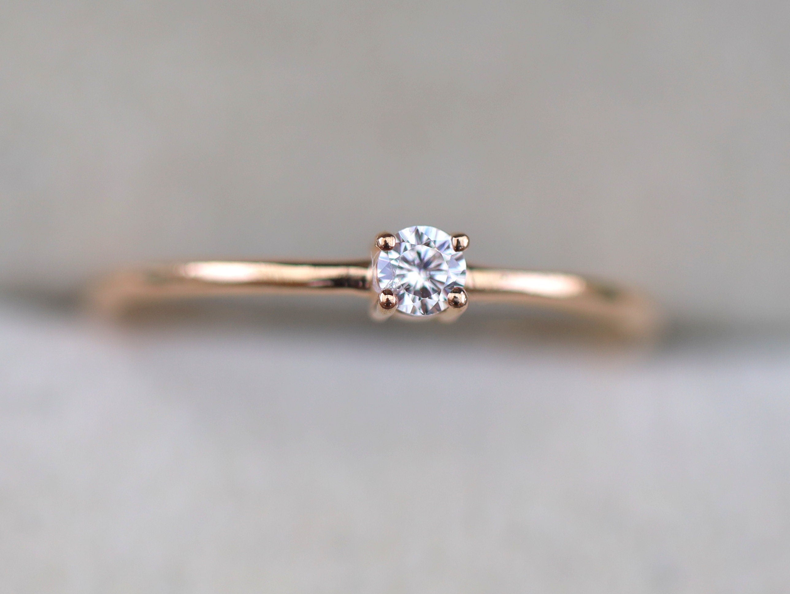 Diamond Stacking Ring | Gold Diamond Stacking Ring | Minimalist Diamond Ring -
