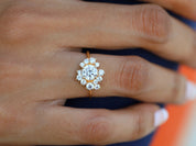 Moissanite Engagement Ring | Diamond Cluster Stacking Ring | Alternate Diamond Ring -