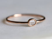 Rose Cut Diamond Stacking Ring | Polki Slice Diamond Ring | Dainty Diamond Stacking Ring -