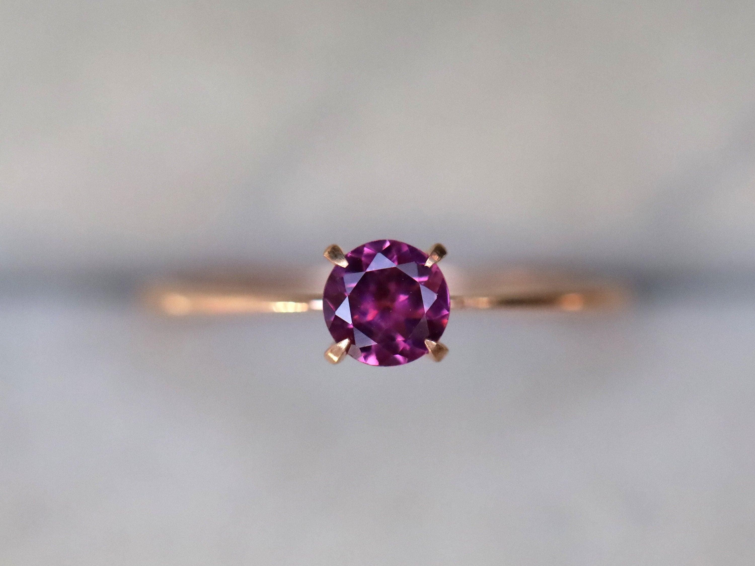 Rhodolite Garnet Ring | Solitaire Pink Garnet Engagement Ring | January Birthstone -