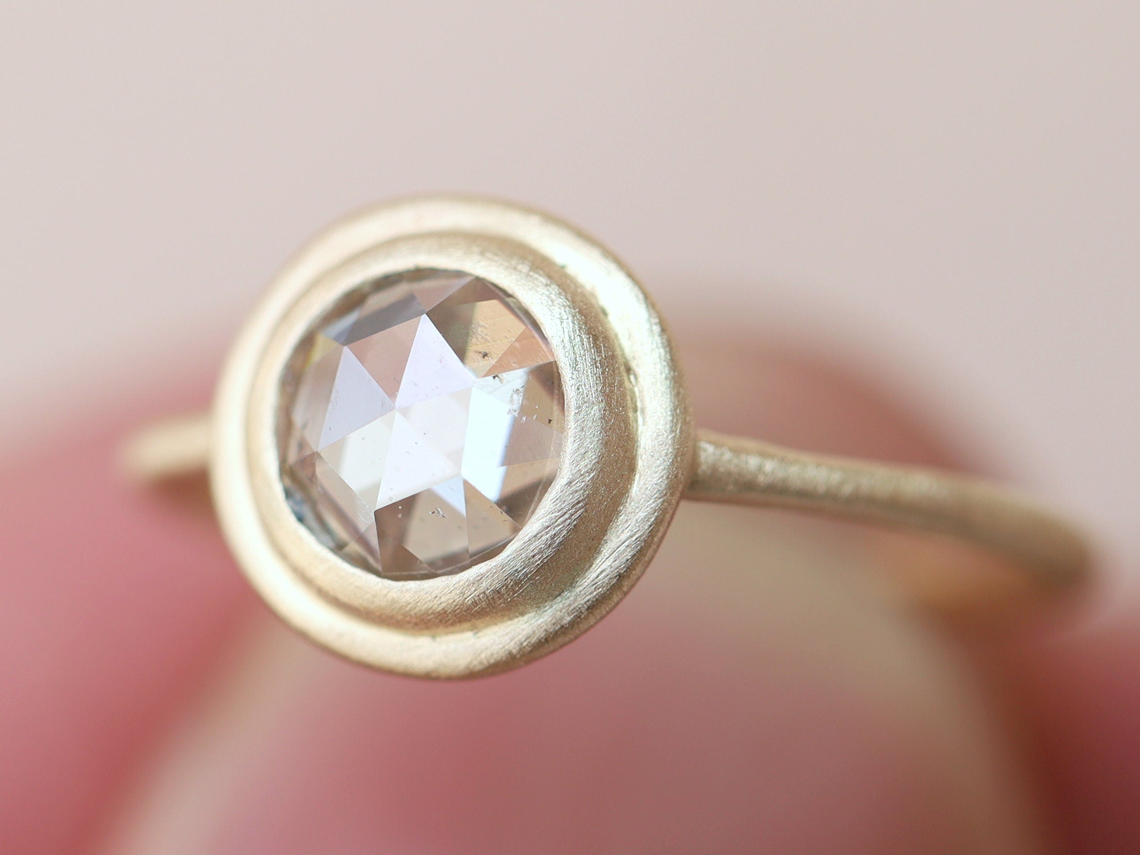 1 Carat Rose Cut Diamond Engagement Ring | Brown Diamond Promise Ring | Anniversary Gift -