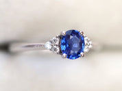 Natural Blue Sapphire Engagement Ring | Art Deco Sapphire and Diamond Design | Verlobungsring -